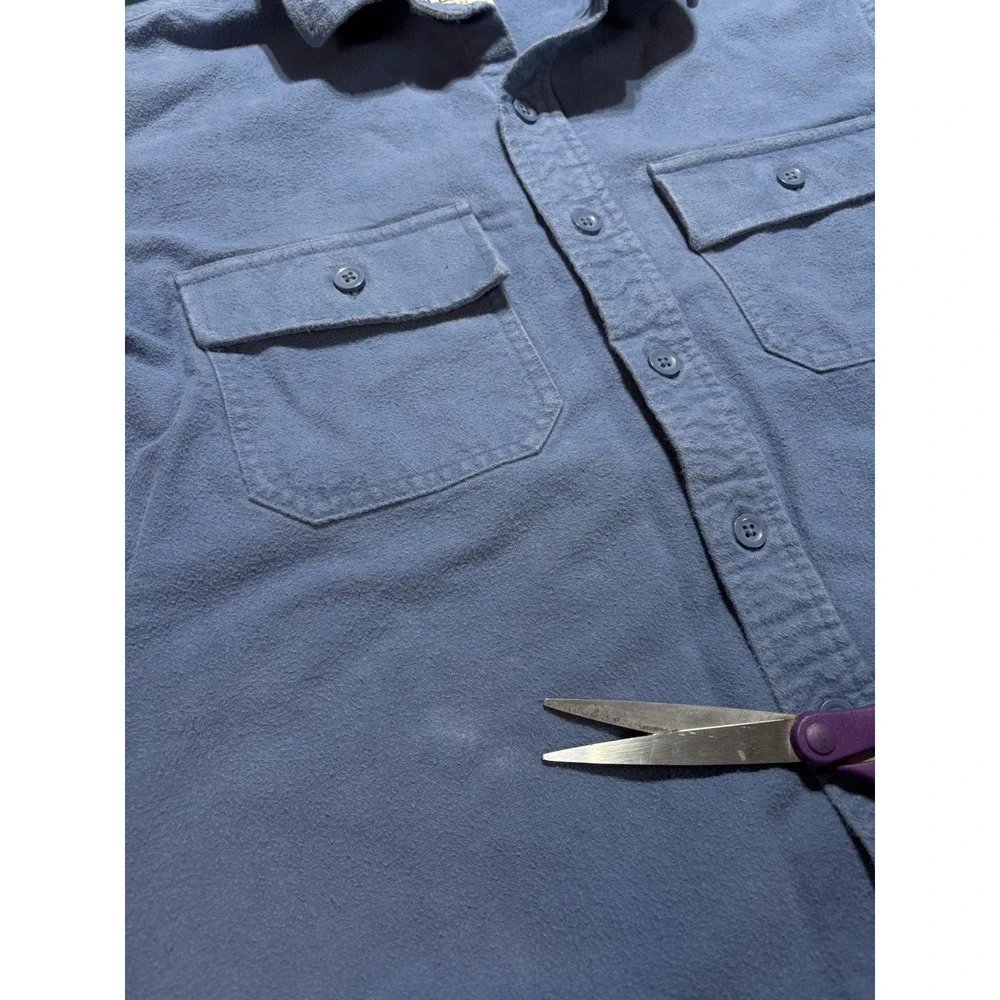 Vintage LL Bean Chamois Cloth Shirt Men's Large Tall Light Blue Heavy Cotton